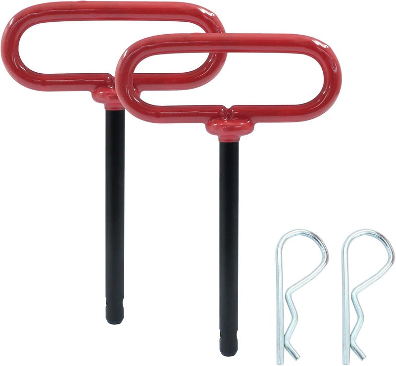 Moicstiy 2 Pcs 3/8 x 4 Inch Trailer Tow Hitch Pin and Clip, Tractors Hitch Cotter Pins for RV, Tractor, Lawn Mower (Red) - Image 5